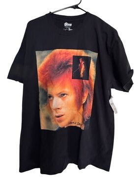 David Bowie Rock High End Thrifted Black Distressed Men’s L T-Shirt NWT